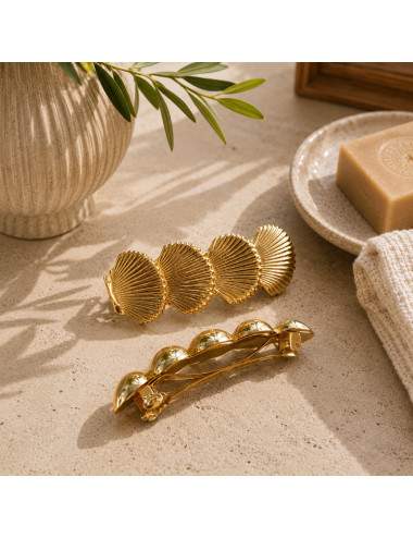 Accessoire coiffure coquillage doré tendance