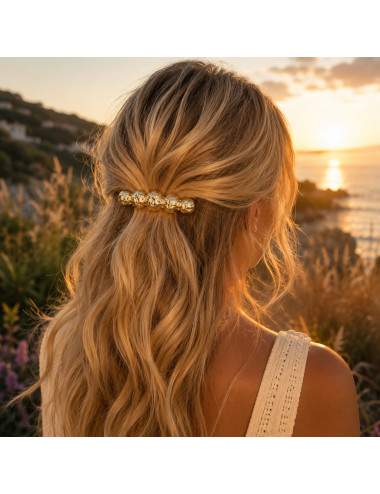 Barrette cheveux femme métal doré 8,5 cm