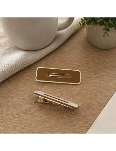 Elegant geometric hair clip brown caramel