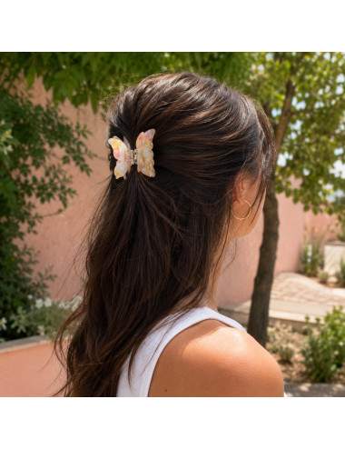Accessoire coiffure papillon rose pastel