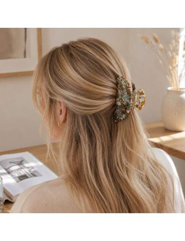 Pince cheveux effet écaille brillante femme