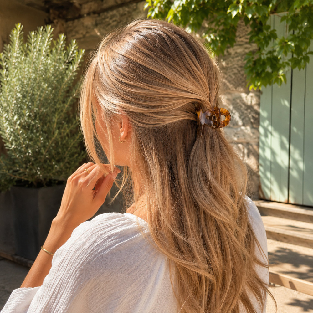 Pince cheveux blanche violette translucide
