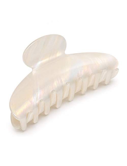 Pince crabe cheveux blanc nacré 10,5 cm