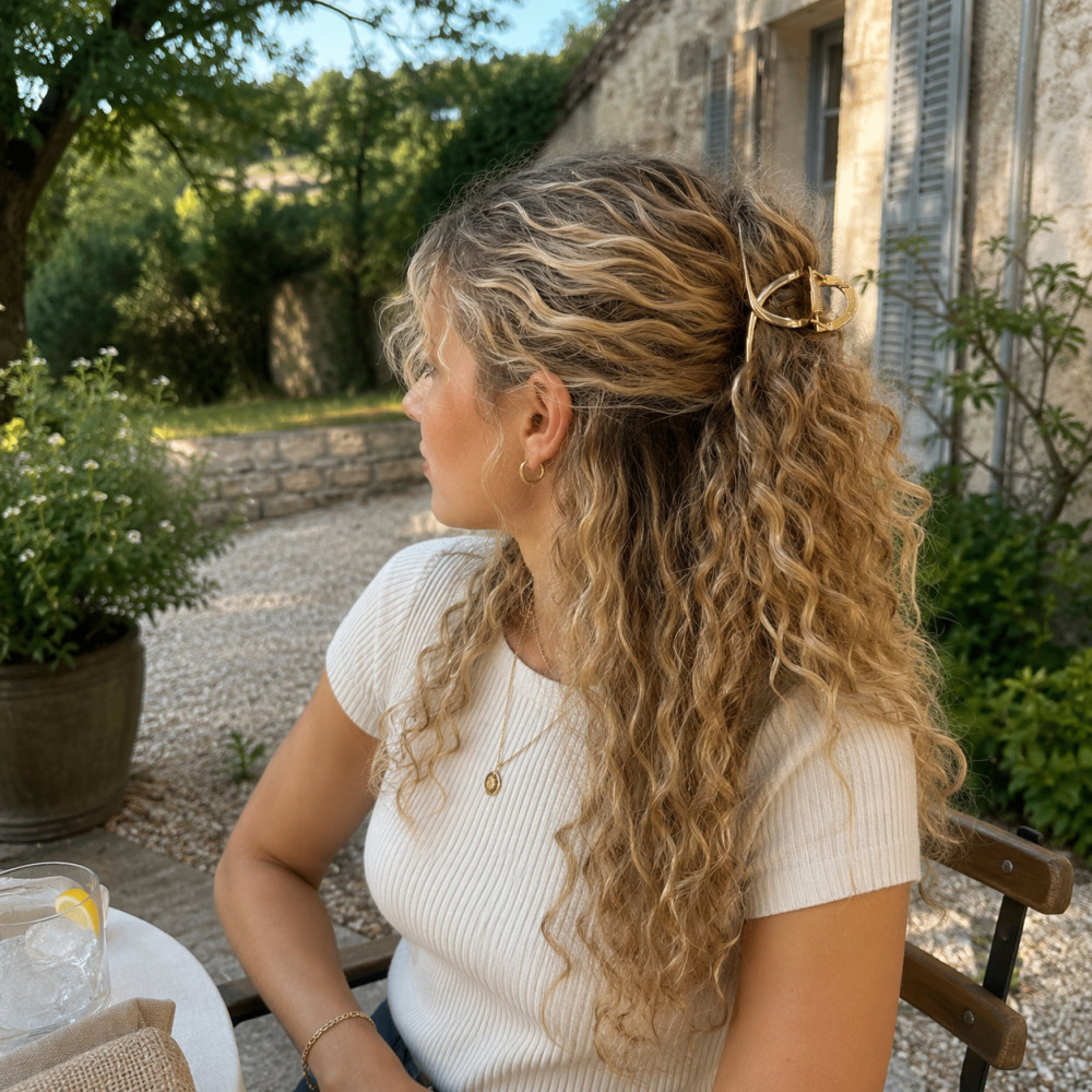 Pince cheveux femme métal or design moderne