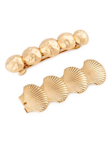 Seashell and bead hair clips - set of 2