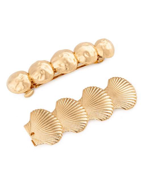 Seashell and bead hair clips - set of 2