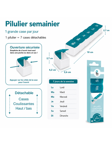 Pilulier semainier détachable