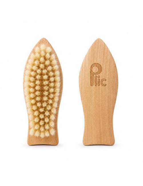 Ergonomic natural wood nail brush