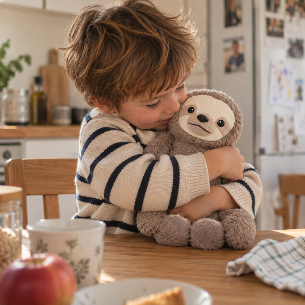 Microwaveable sloth plush with silicone bead heat cushion