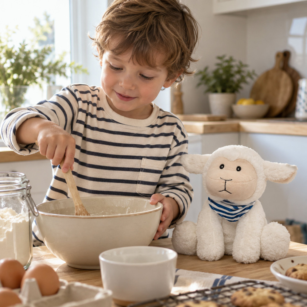Microwaveable sheep plush with 150 g silicone beads