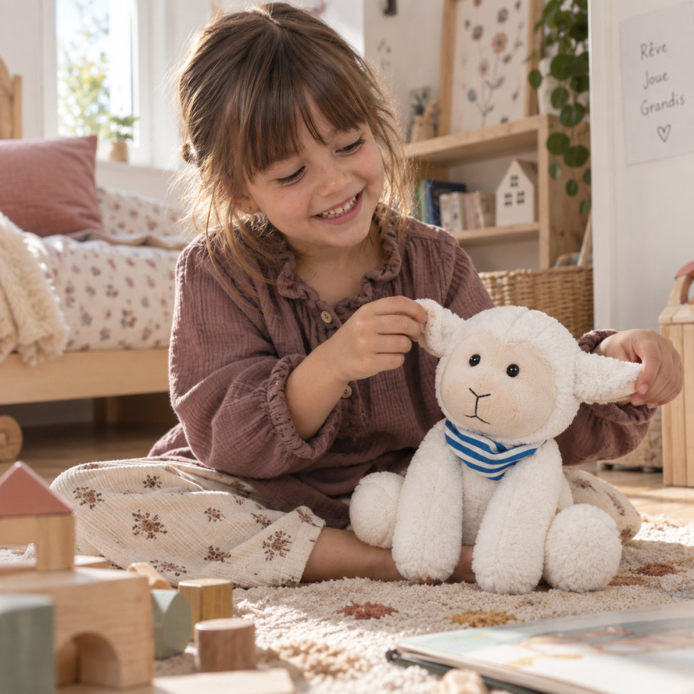 Peluche bouillotte mouton avec coussin chaud froid amovible