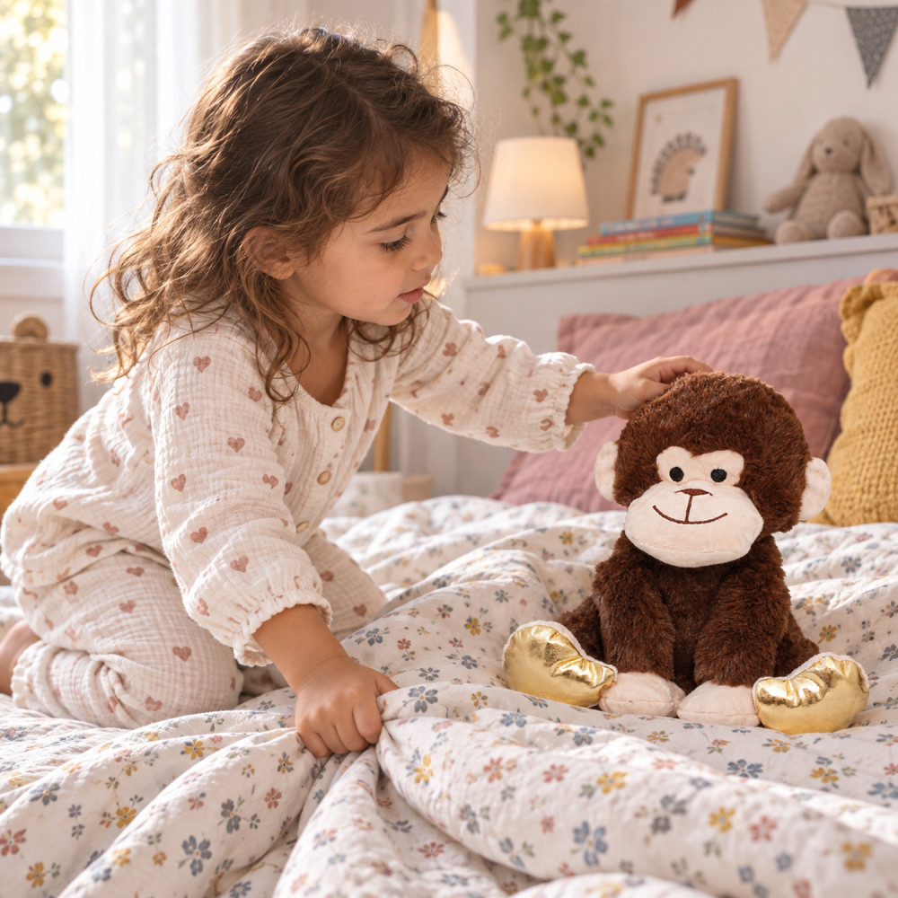 Monkey plush with 300 g silicone bead thermal cushion