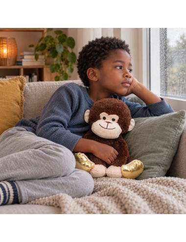 Bouillotte peluche singe 0+ lavable à 30 °C