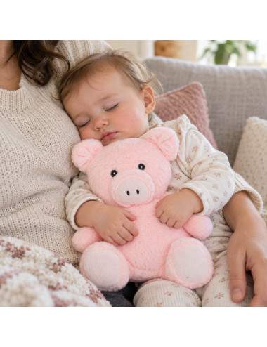 100% polyester pink pig plush washable at 30°C