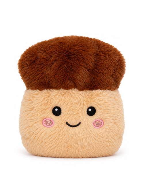 Beige brown mushroom hot and cold plush heat pad 22 x 17 cm